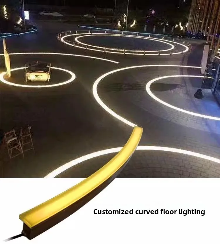 product aluminum led outdoor waterproof curved underground light dmx512 rgb embedded square park irregular ground tile landscape ip67-8