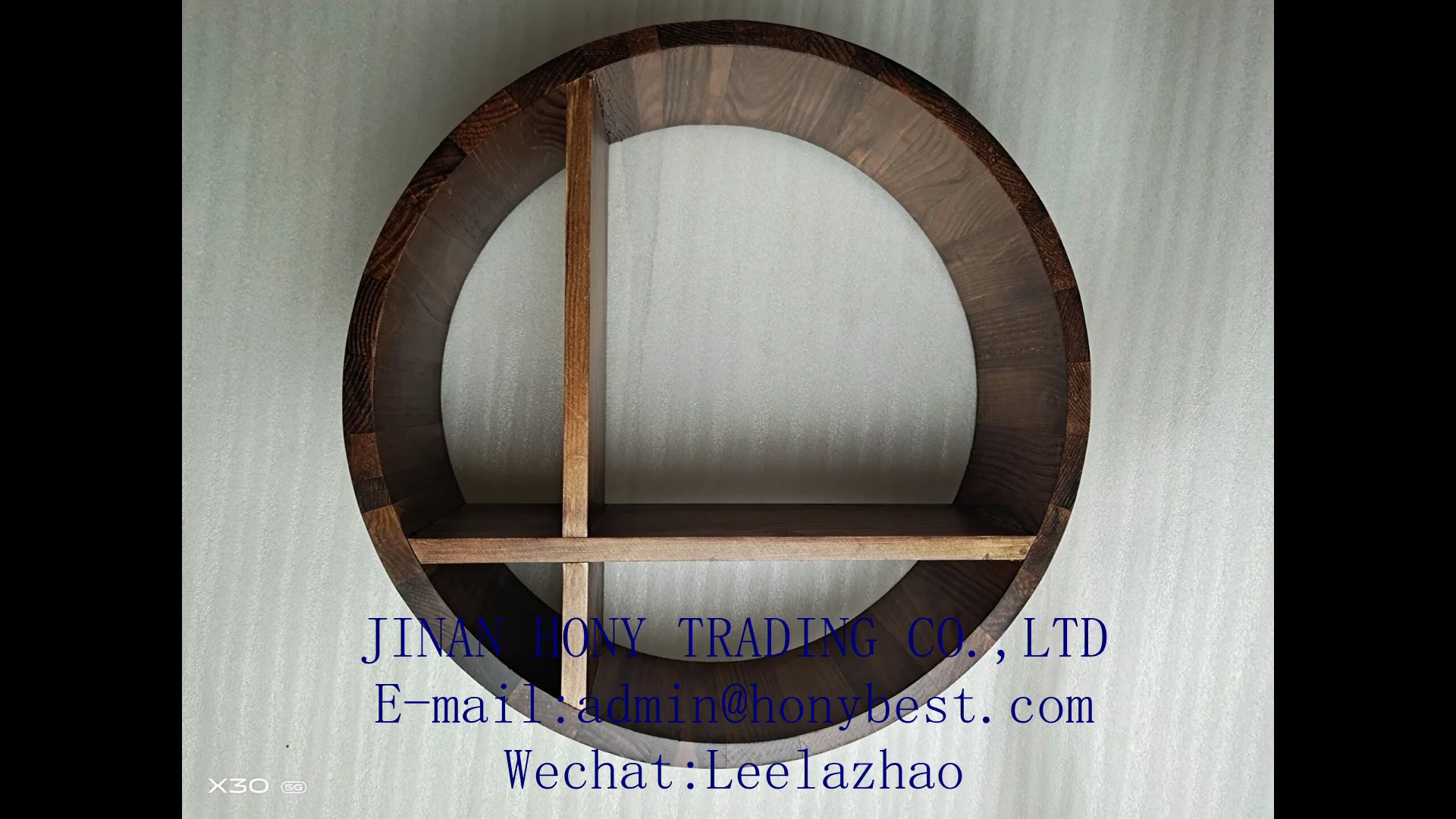 Custom Stain Timber Wall Mount Organizer Rack Round Shelf For Living ...