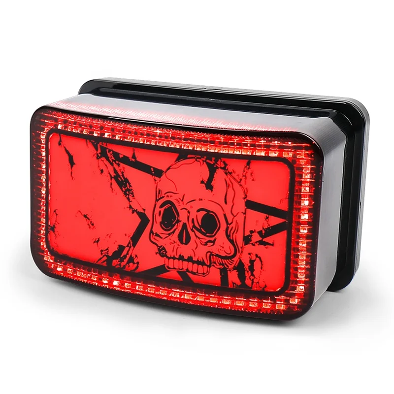 OVOVS ATV Tail Light Skull Pattern OEM 5KM-8472C-10-00 Tail Light DRL Brake Smoked TailLight for ATV UTV Yamaha Grizzly