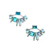 ed01231 Noble Elegant European Style Fan Shaped Blue Artificial Resin Gemstone Crystal Jewelry Earrings From China