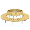 Urban Street Furniture Wooden Tree Bench Round Shape With Backrest