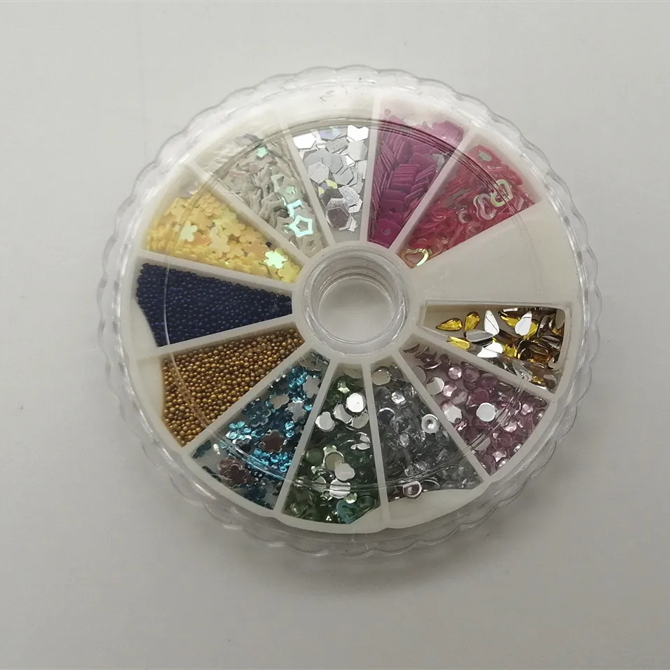 
3D shinning nail art 12 different design water proof mental nail decorations 