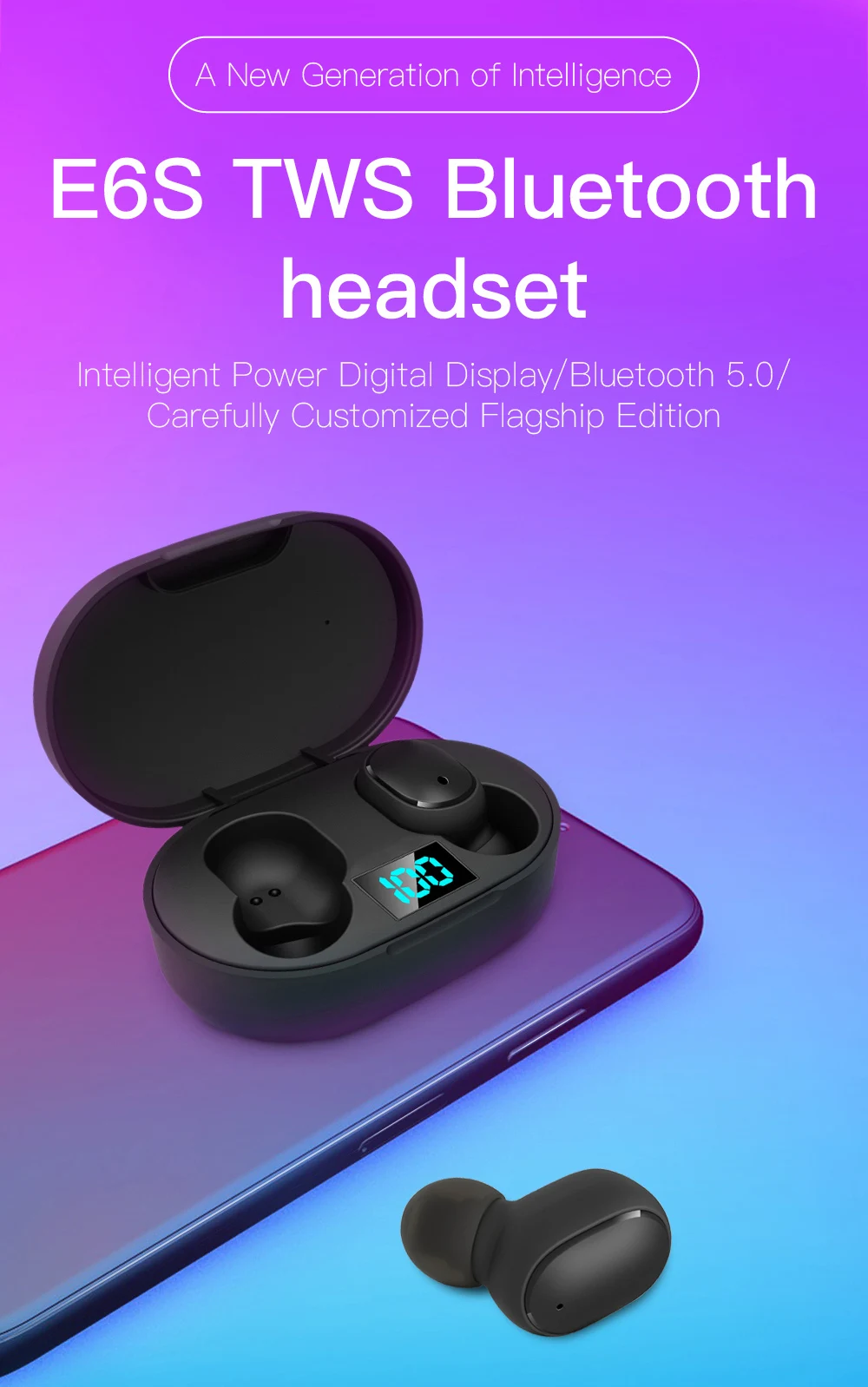 Robotcube Bluetooth Earphone Earphonne Headphone Headset Hradphone Box E6s - ANKUX.COM