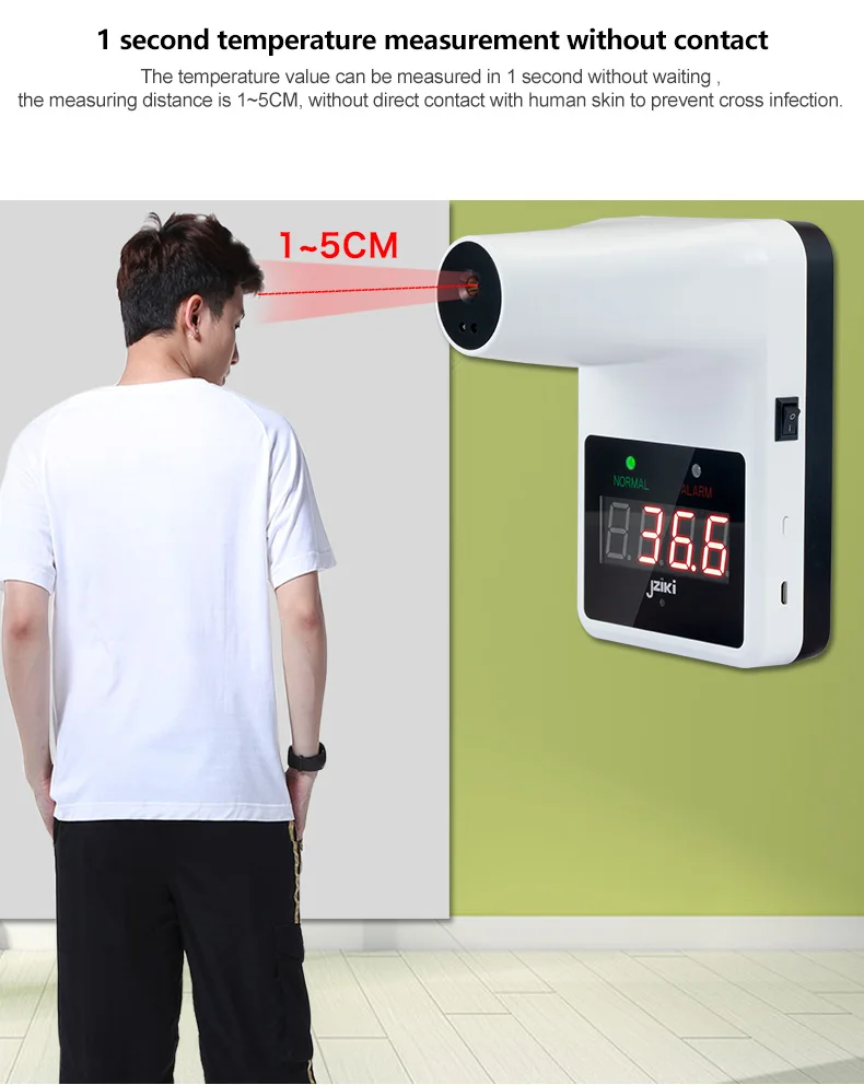 2020 Electronic automatic LCD digital temperature forehead wall mounted thermometer