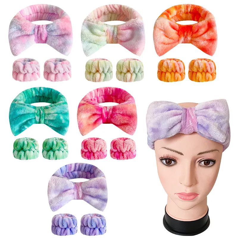 Rainbow Spa Headband Flannel Hair Band Skincare Beauty Spa Makeup