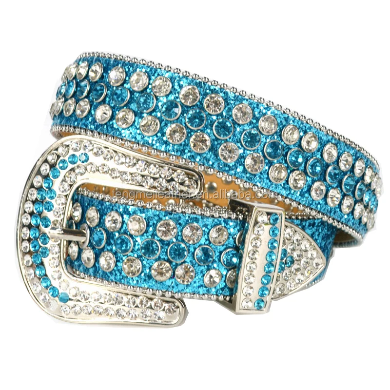 Custom Logo Women Rhinestone Belt Fashion Western Cowgirl Bling Bling