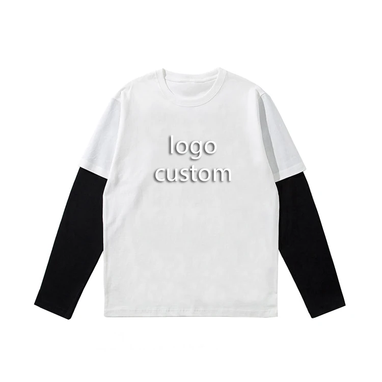 Custom Blank Double Layer Long Sleeve T-Shirt for Men - Eco