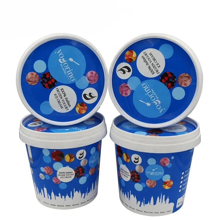 Eco Friendly Custom Printed Iml Packaging Round 1l Ice Cream Tub Ice