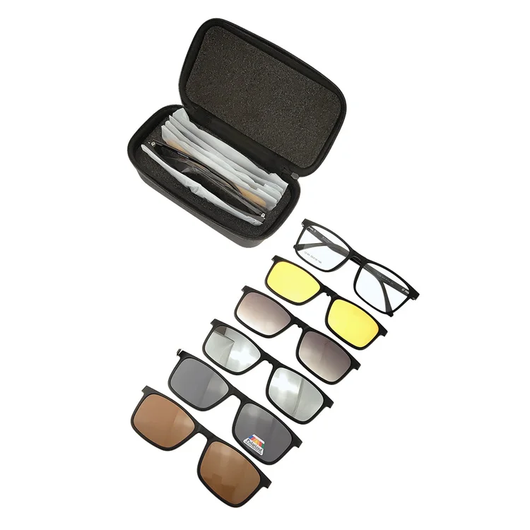 Retro Fashion Mirror Lens Eyewear 5 In 1 Clip On