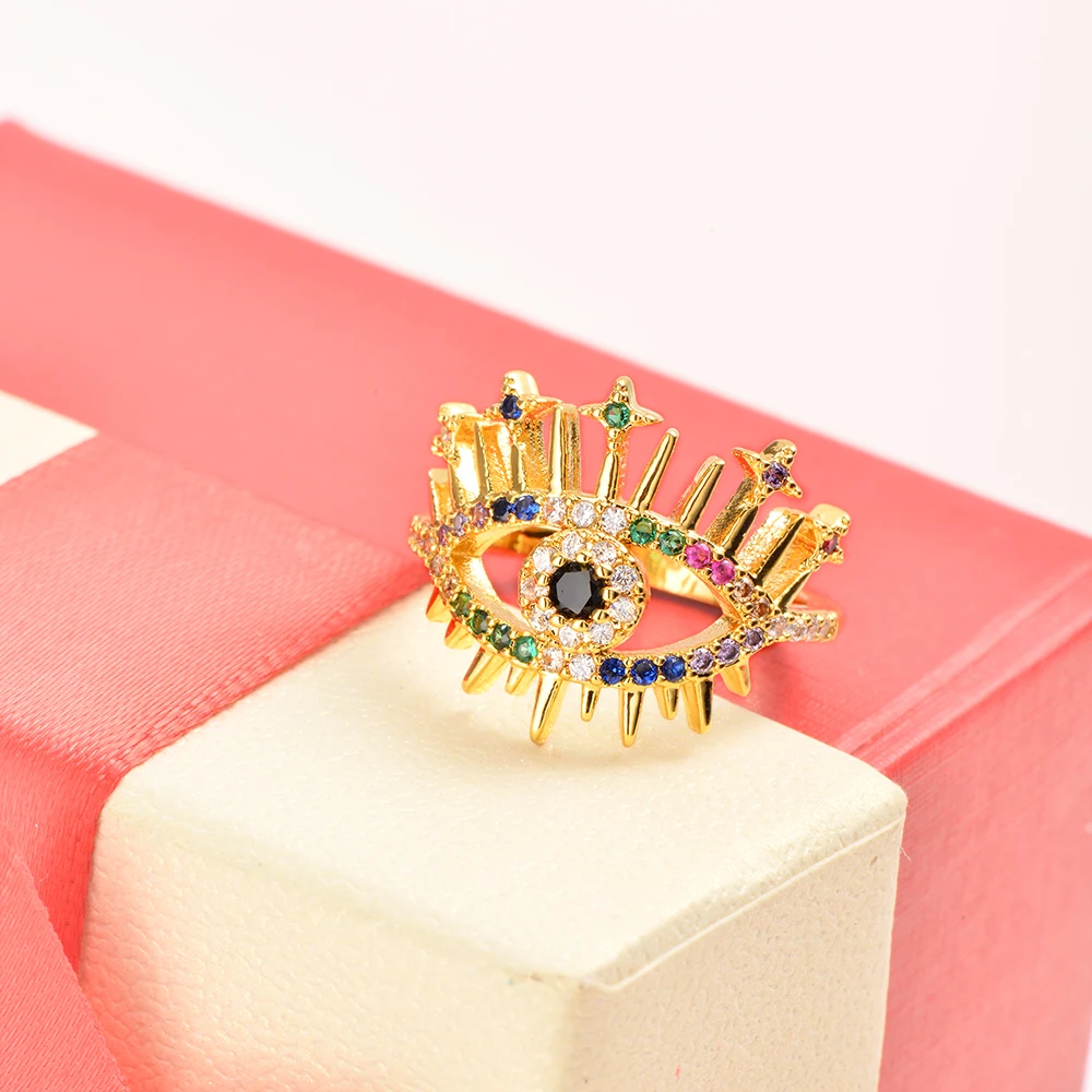 宝燕时尚女士立方氧化锆邪眼戒指