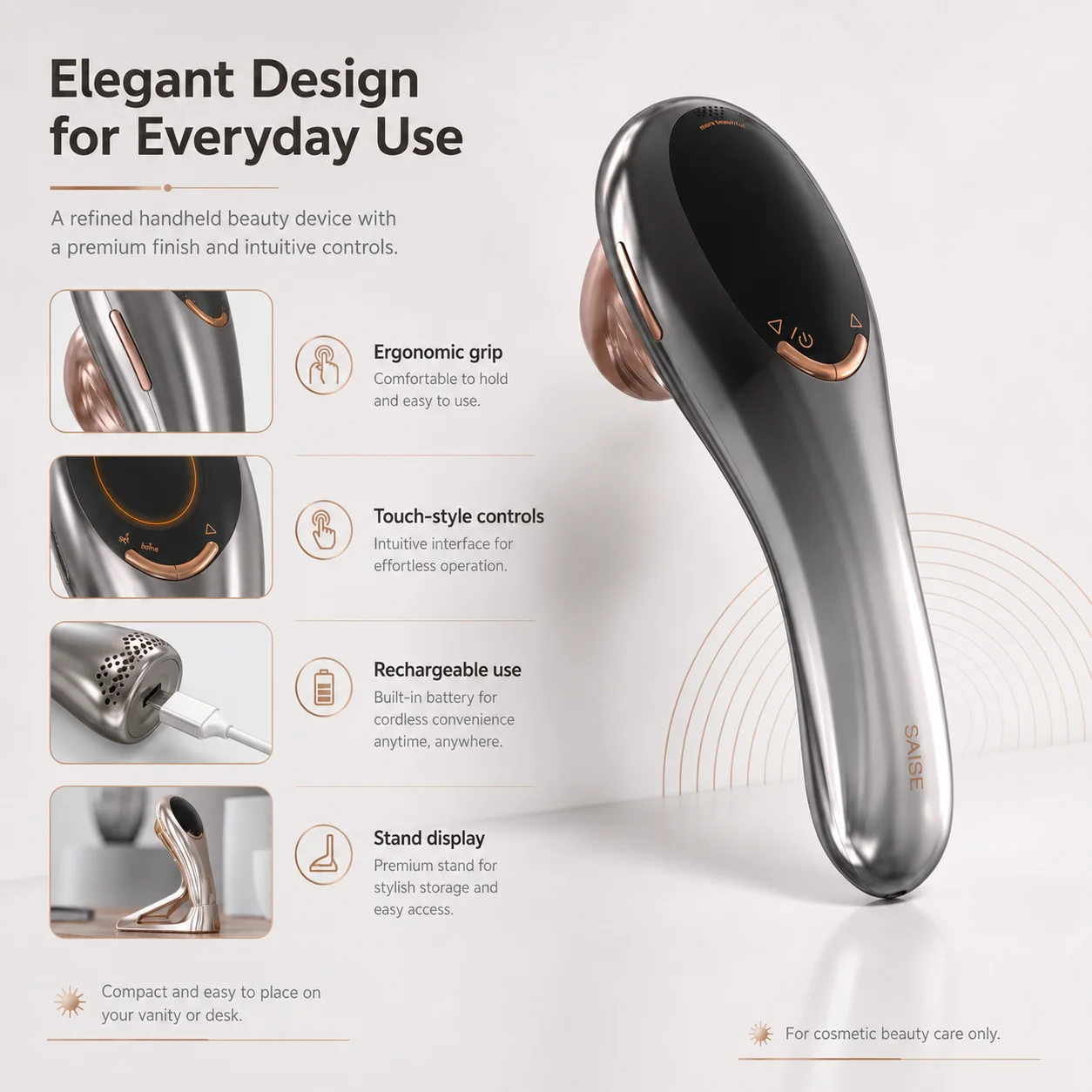 Ultrasonic Beauty Device 鈥?Elegant Ergonomic Design
