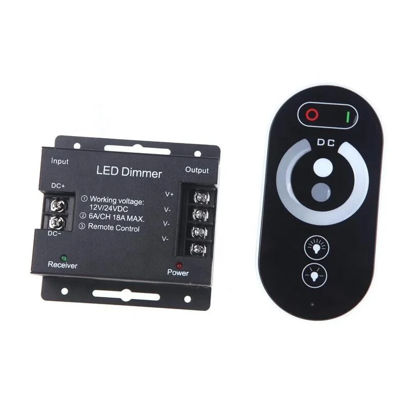 RF Touch Pad Panel Controller Dimmer Brightness Adjustable for Single Color LED Light Strip 12-24V 18A Three Channel