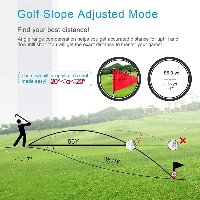 Mileseey PF210+ 600M Golf Laser Rangefinder Golf Slope Adjusted Mode Sport Laser Distance Meter Rangefinder for Hunting