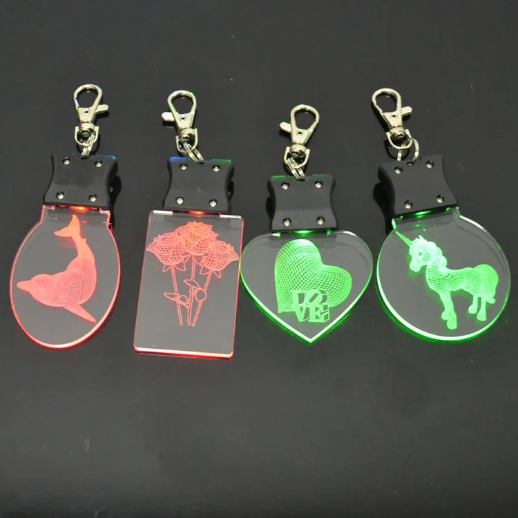 Customized Shape And Logo Name Acrylic Led Keychain,Acrylic Led Keyring