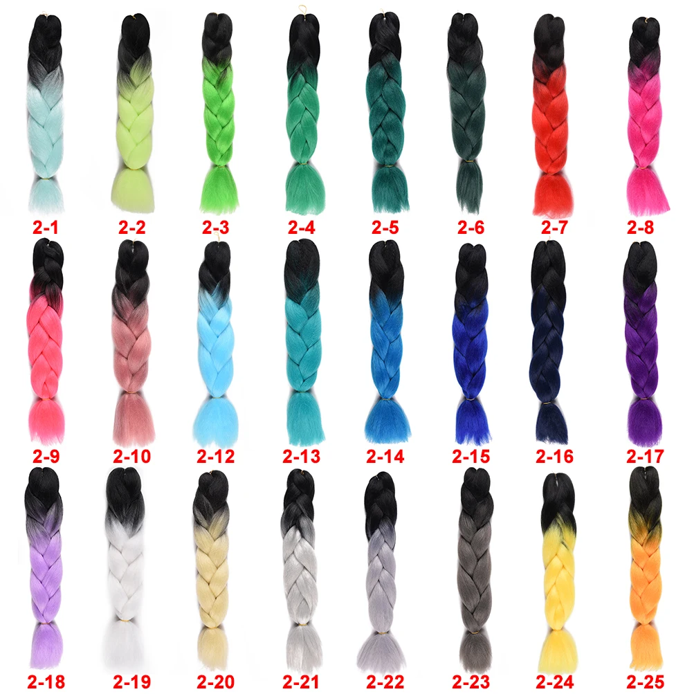 Ombre Jumbo Braids Crochet Synthetic Braid Hair 24inches 60cm 100g Each 