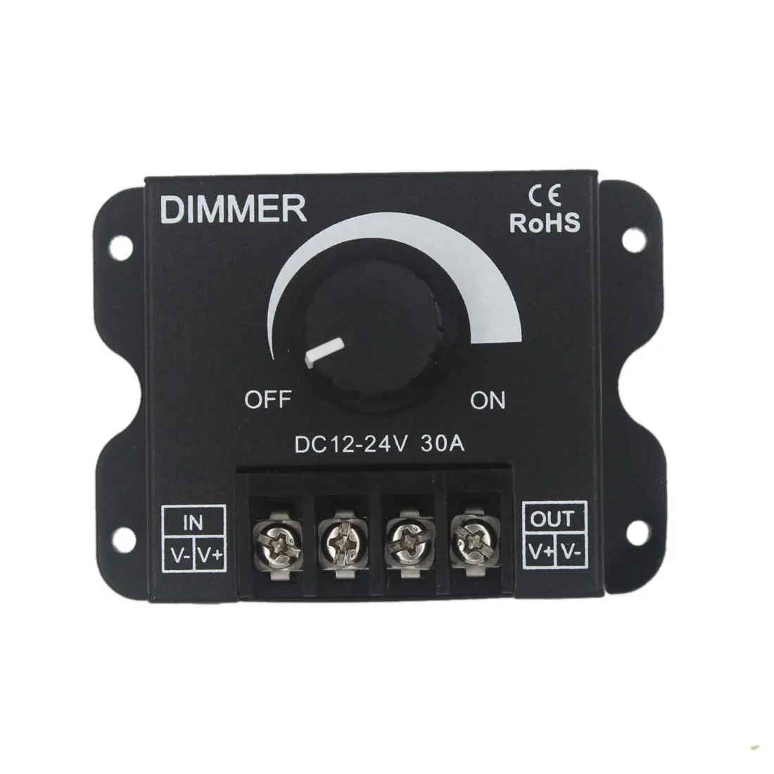 Factory price of 1CH 30A 360W black metal shell rotary dimming controller led dimmer DC12-24V