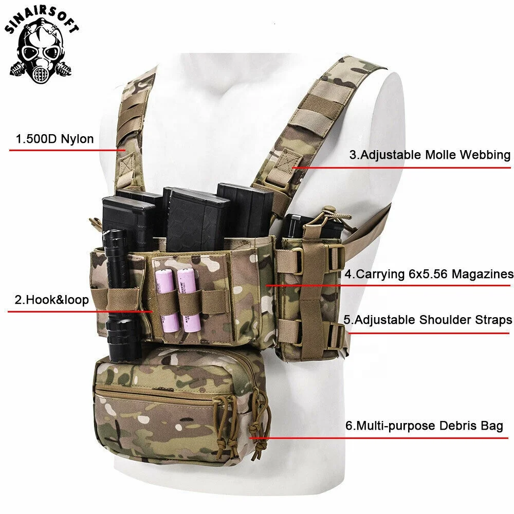Tactical Mk3 Modular Lightweight Chest Rig Micro Fight Chassis W/ 5.56 ...