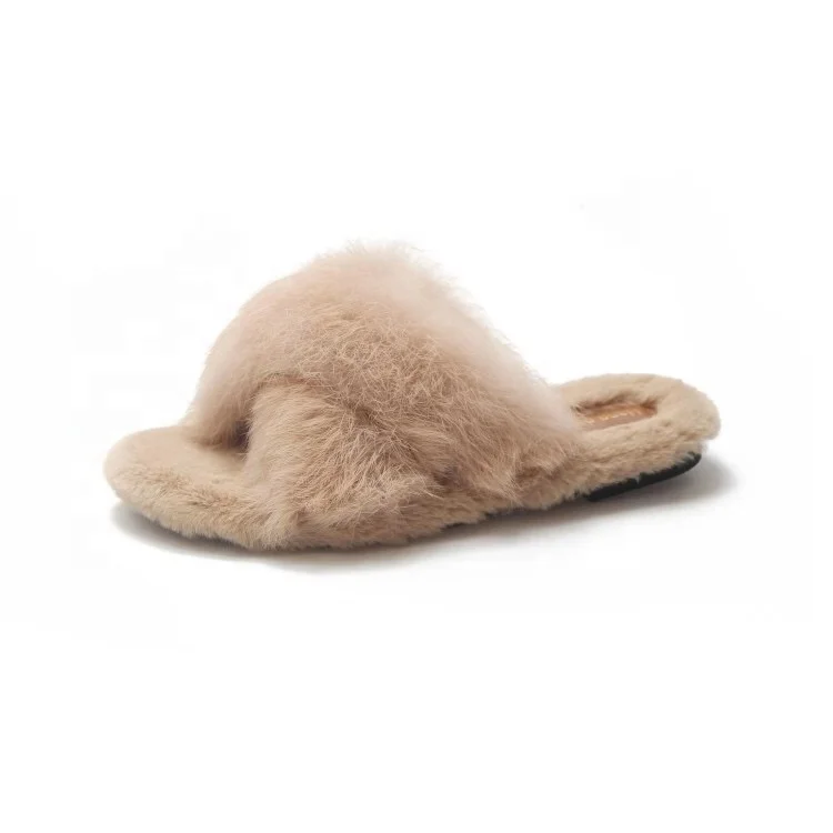 fuzzy open toe slippers