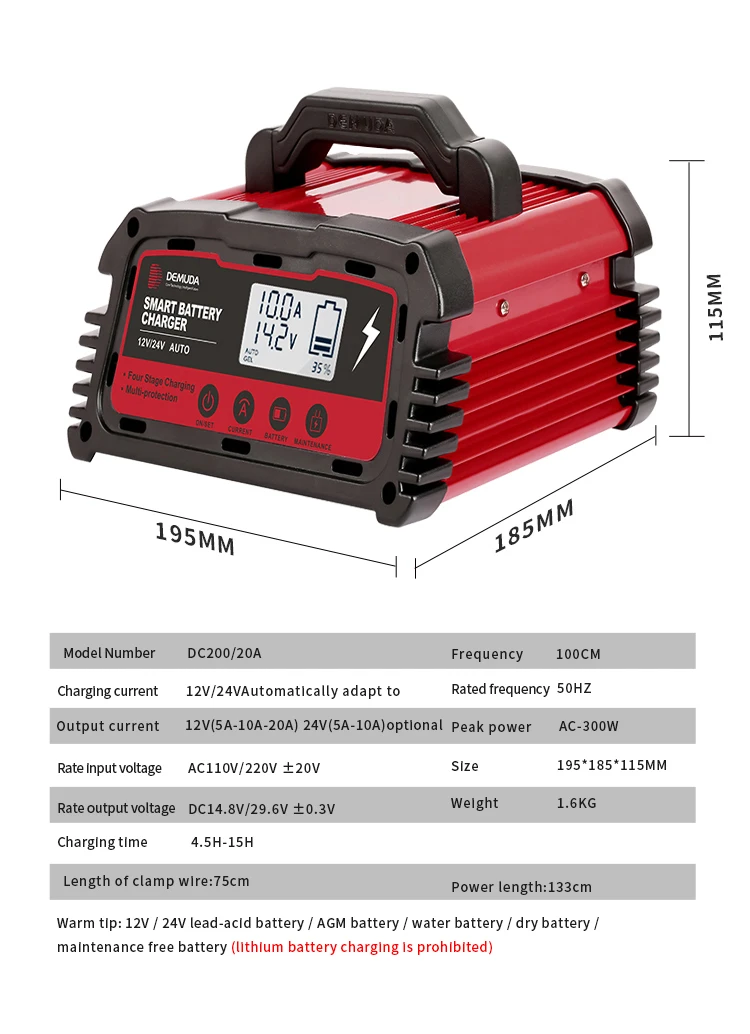 12v 24v 12v 48 Volt 100a Lifepo4 Desulfator Smart Car Gel Portable ...