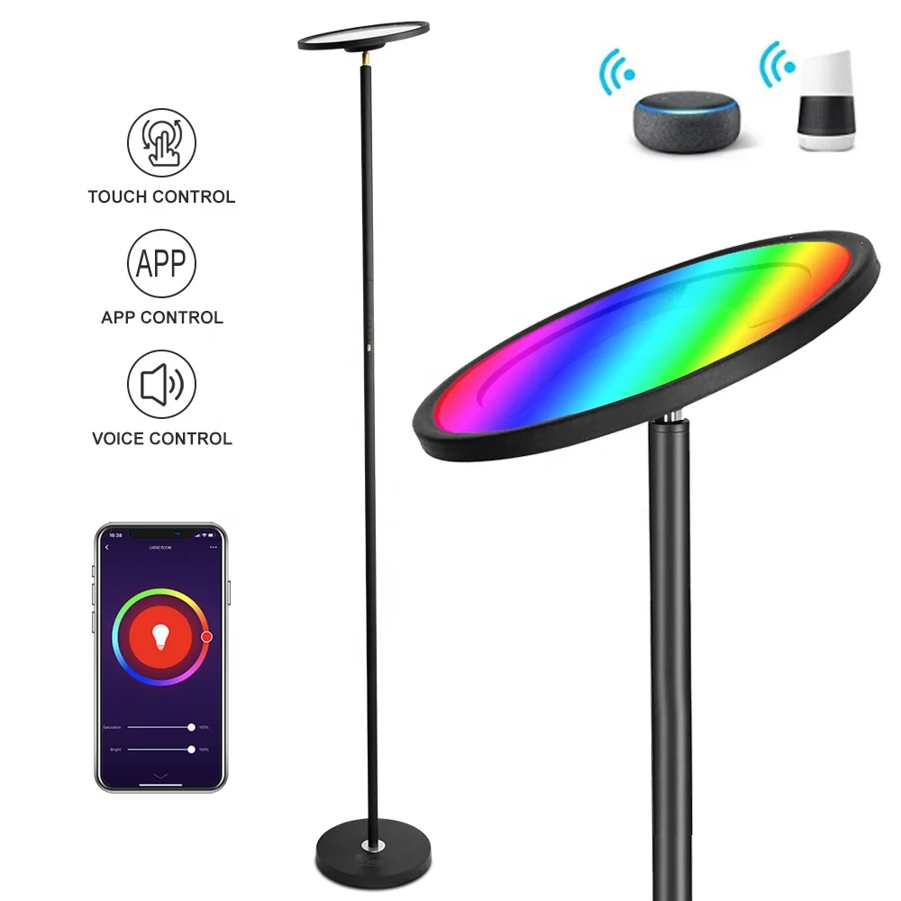 contemporary contracted style design 25W1800lm WiFi connection touch control modern floor lamp