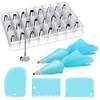 32-Piece Cake Decorating Supplies Tips Kits Stainless Steel Baking Supplies Icing Tips with Pastry Bags, 3 Icing Smoothers, 1 Fl
