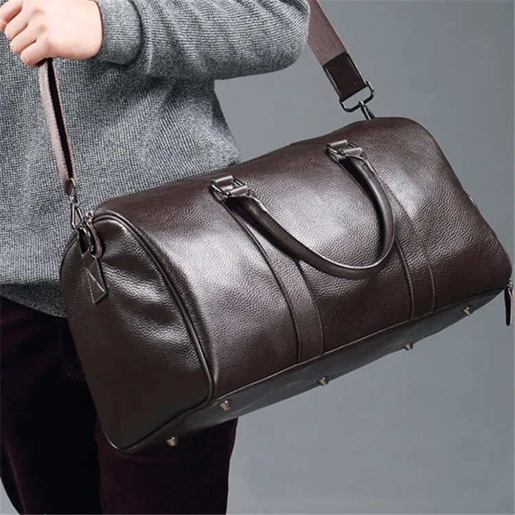 mens leather gym duffle bag