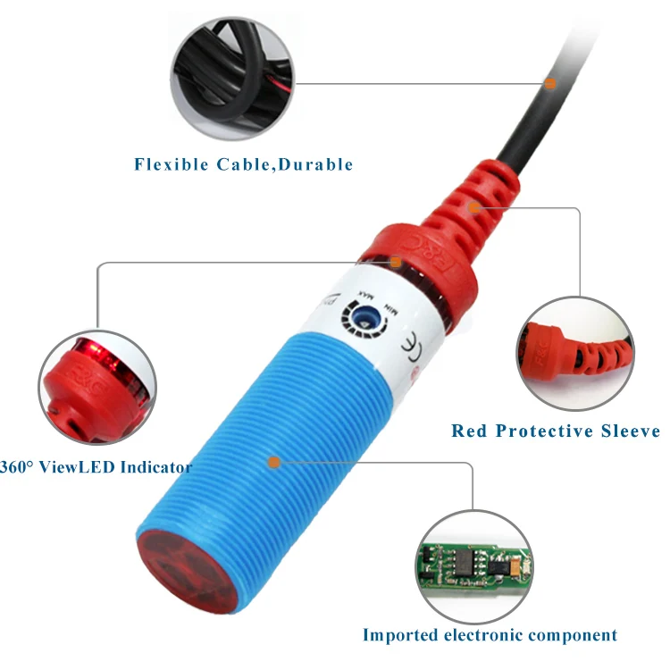 Dr18 Series M18 Npn Pnp Photoelectric Sensor With 2m Cable Dc Sensor Buy M18 Photoelectric