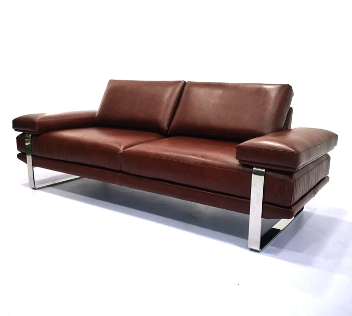 Modern Sofa In Tan Italian Leather Upholstery Tan Italian Leather Upholstery