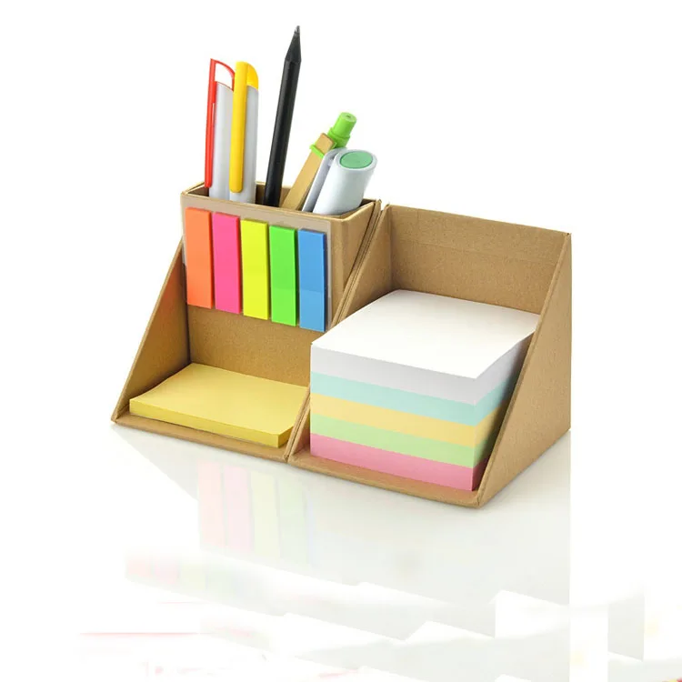 Office Supplies Desk Organizer Memo Note Pads Sticky Notes And Page Marker With Pen Pencil