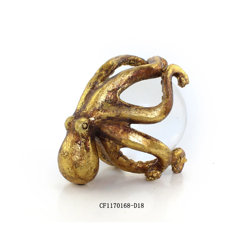 Wholesales Gifts Crystal Ball Resin Octopus Statue Big Middle Small Size Set of 3 details