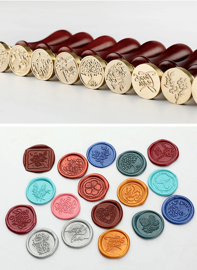 Vintage Wax Seal Stamp Set With Hot Wax Beads Copper Sealing Wax 