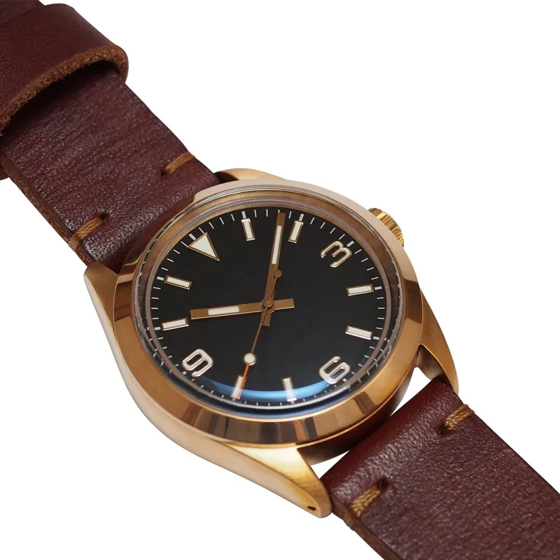 Bronze Watch Case For Men With Domed Sapphire Crystal Japan Automatic