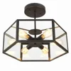 seeded glass Industrial Style 6 Light LED Close to Ceiling Light with Glass Shade pendant light