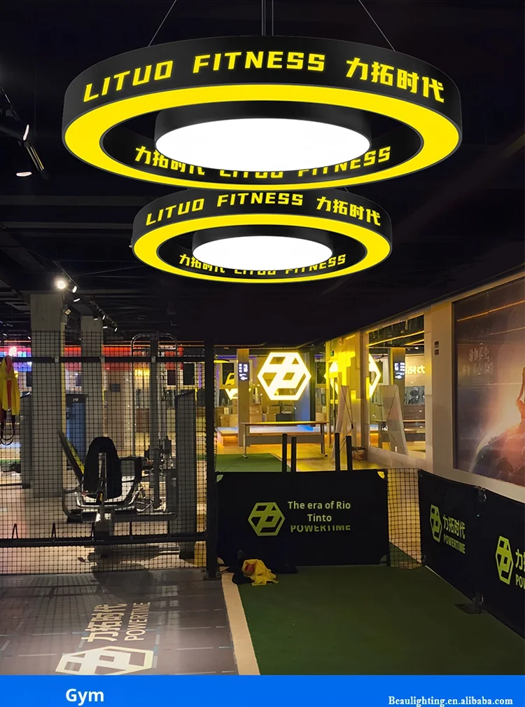 product circular pendant light for billiard hall qingba boxing gym dance studio front desk logo light chandeliers pendant lights-11
