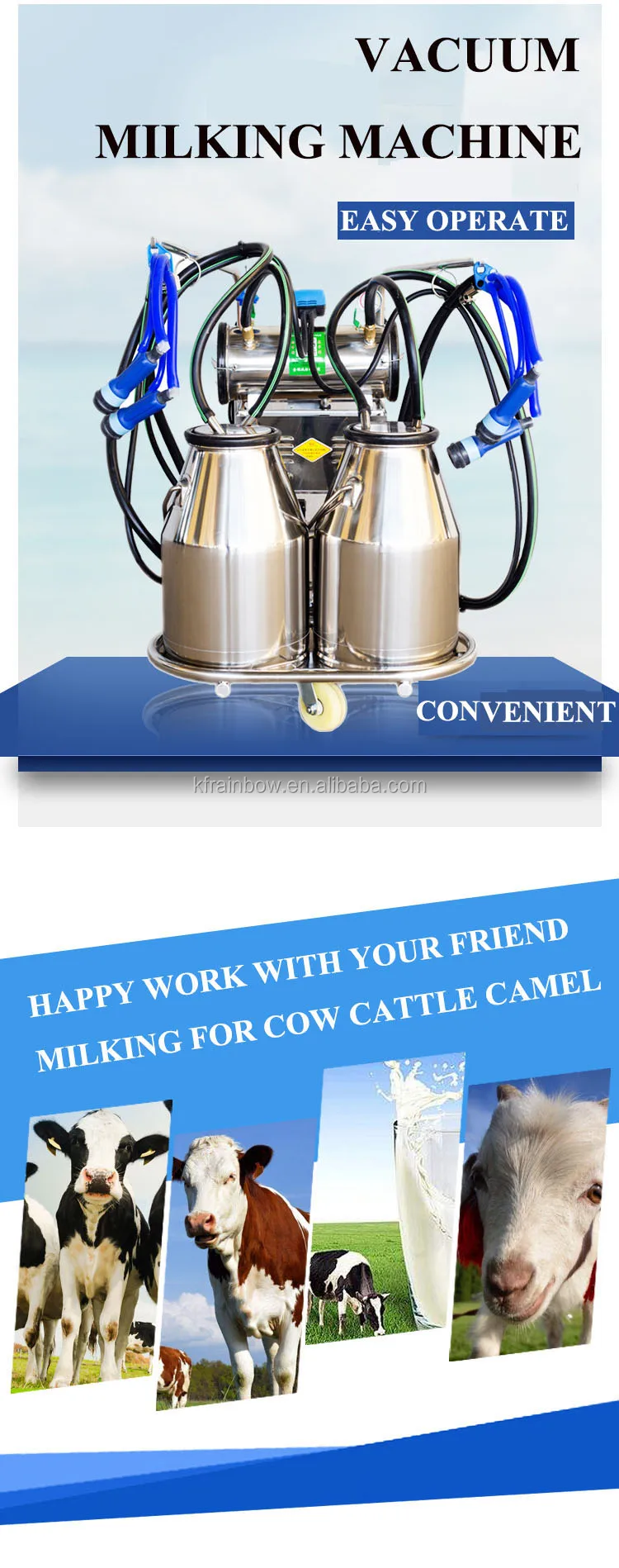 Easy Operation Mobile Cow/Dairy Cow Milking Machine/Milker