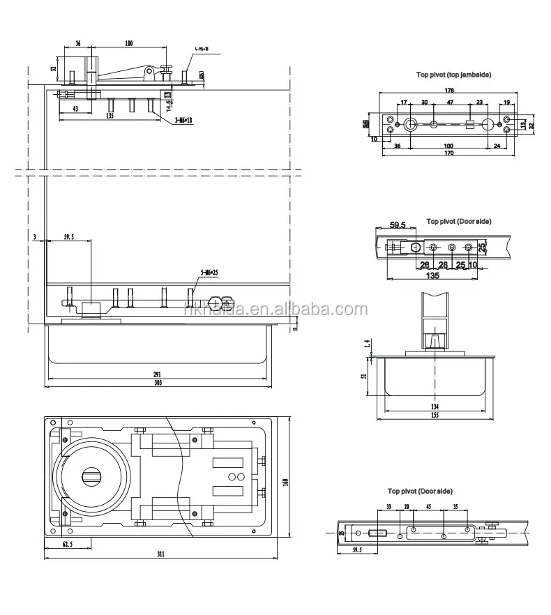 Two Way Open Two Speed Adjustment Steel Door Floor Hinge Hd8300 For