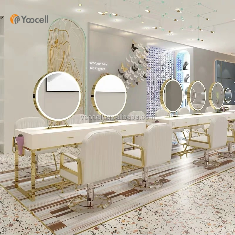 Yoocell Luxury Makeup Salon Furniture Two Sides Hairdressing Styling ...