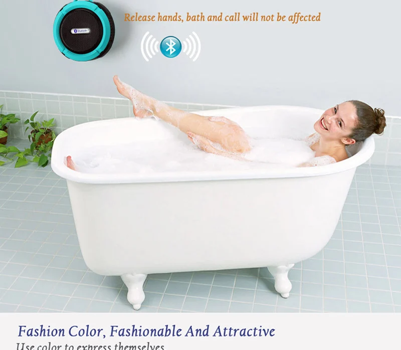 C6 Portable Wireless Bluetooth Speaker With Calls Handsfree and Suction Cup Waterproof Shower Mini outdoor Plastic Speaker - ANKUX.COM