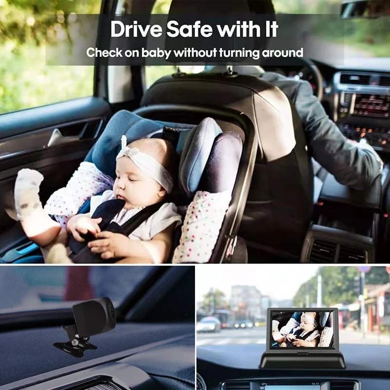 4.3 Inch Foldable Screen Car Rear View Baby Monitor With Reversal