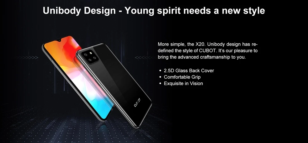 Cubot X20 4GB 64GB Double Sided Glass Body Android 9.0 Face ID Cellura Helio P60 4000mAh Mobile Phones