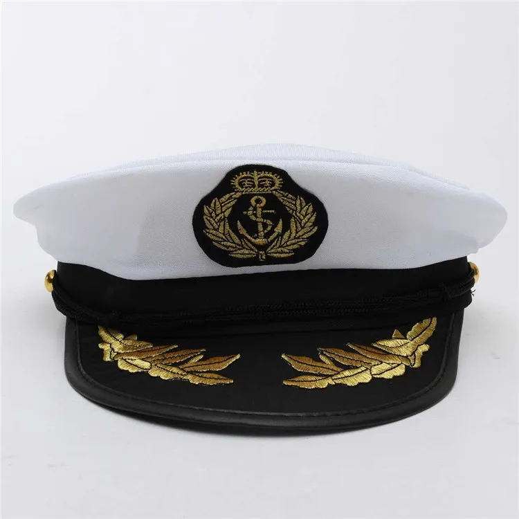 Ace Flat Embroidery Yacht Captain Skipper Sailor Boat Cap Hat Costume 