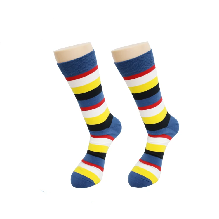 New designs colorful custom logo strip socks men