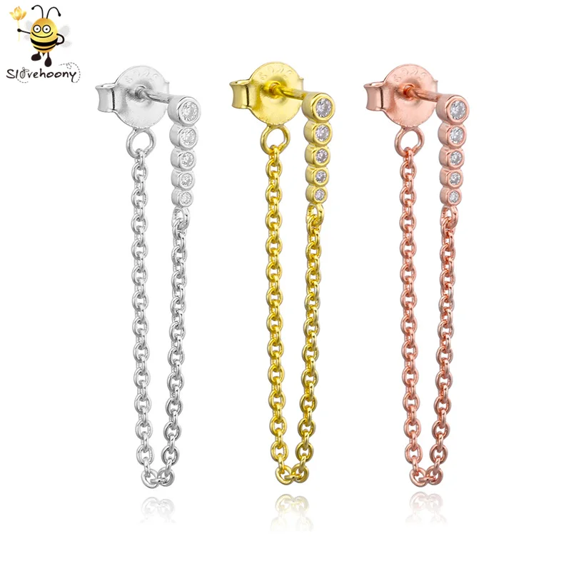 

Safe Chain Drop Earrings,2 Pairs, Silver/24 gold plated