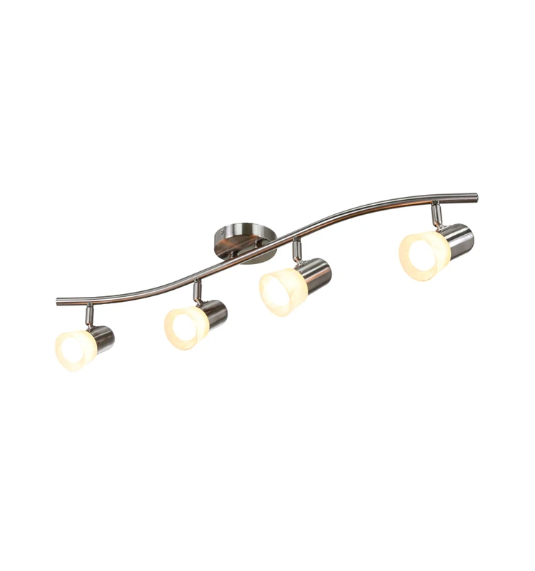 Adjustable Transitional Wave Track Light Bar, Indoor Brushed Nickel 4 Light Track Light for Kitchen Dining Room