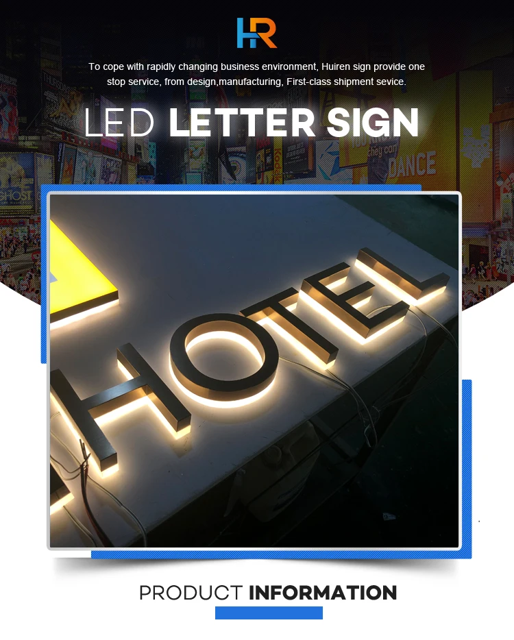 Customized Led Backlit Letter Business Signs Logo Outdoor Brushed