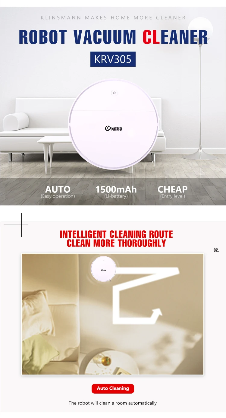 KRV305 cheap model entry level model Strong Suction Smart Robot Vacuum Cleaner With Mop