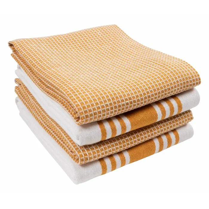 Recycled cotton durable plain checked striped custom pattern terry hanging kitchen tea towel dish car wiping wash mopping cloth