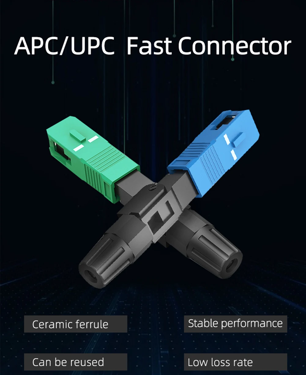 FTTH Tool Cold Fiber SC APC Fast Connector Assembly Fiber Optic SC Fast Connector