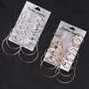 Fashion New 6 Pairs/Set Punk Round Earring Sets Gold Silver Small Big Circle Hoop Earrings for Women