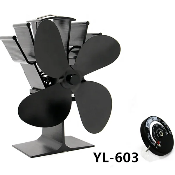 
hot sell on Amazon wish ebay Heat Powered stove fan 4 Blades with temperature 